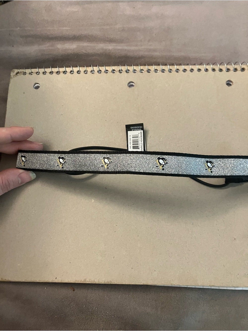 Pittsburgh Penguins NHL Silver Sparkle Elastic Headband NWT